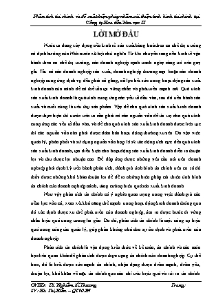 Khóa luận Phân tích tài chính và đề xuất biện pháp nhằm cải thiện tình hình tài chính tại Công ty Hoa tiêu khu vực II - Nghiêm Sĩ Thương