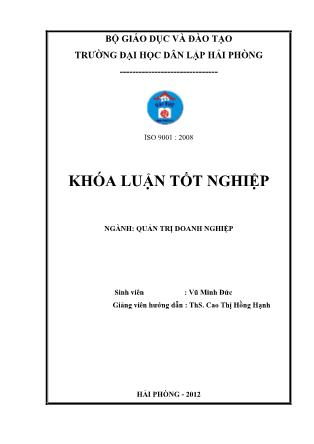 Khóa luận Phân tích tài chính và một số biện pháp cải thiện tình hình tài chính tại công ty cổ phần đầu tư và thương mại thái Bình Dương - Vũ Minh Đức