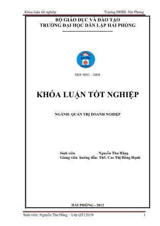 Khóa luận Phân tích tài chính và một số biện pháp cải thiện tình hình tài chính tại công ty cổ phần du lịch Đồ Sơn