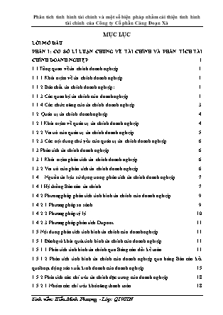 Khóa luận Phân tích tình hình tài chính và một số biện pháp nhằm cải thiện tình hình tài chính của Công ty Cổ phần Cảng Đoạn Xá
