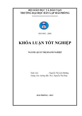 Khóa luận Phân tích tình hình tài chính và một số biện pháp nhằm cải thiện tình hình tài chính của công ty TNHH 1 TV thương mại dịch vụ và xuất nhập khẩu Hải Phòng