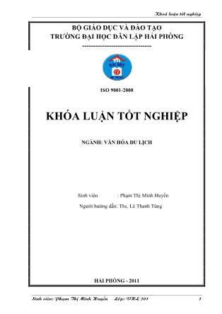 Khóa luận Phát huy giá trị di sản văn hóa phục vụ phát triển du lịch tỉnh Thái Bình - Phạm Thị Minh Huyền