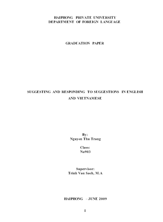 Khóa luận Suggesting and responding to suggestions in English and Vietnamese - Nguyễn Thu Trang