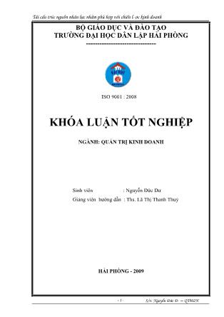 Khóa luận Tái cấu trúc nguồn nhân lực nhằm phù hợp với chiến lược kinh doanh tại xí nghiệp xếp dỡ Hoàng Diệu-Cảng hải phòng