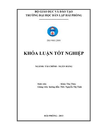 Khóa luận Thực trạng và giải pháp nâng cao chất lượng hoạt động cho vay tại ngân hàng nông nghiệp và phát triển nông thôn Đồ Sơn