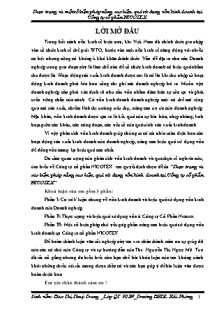 Khóa luận Thực trạng và một số biện pháp nâng cao hiệu quả sử dụng vốn kinh doanh tại Công ty cổ phần NICOTEX - Đào Thị Thùy Trang