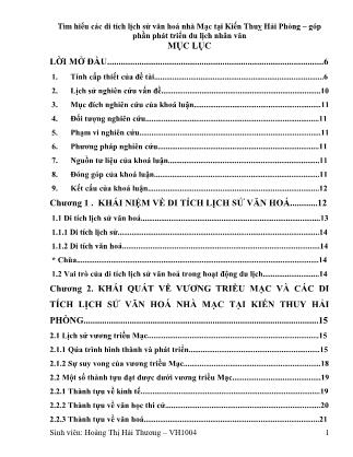 Khóa luận Tìm hiểu các di tích lịch sử văn hoá nhà Mạc tại Kiến Thuỵ Hải Phòng–góp phần phát triển du lịch nhân văn