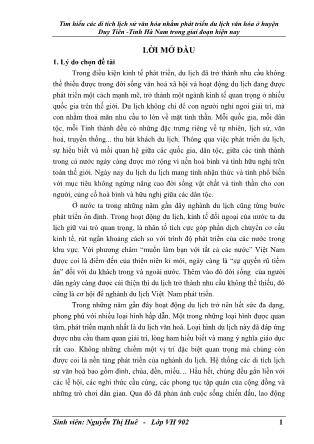 Khóa luận Tìm hiểu các di tích lịch sử văn hóa nhằm phát triển du lịch văn hóa ở huyện Duy Tiên-Tỉnh Hà Nam trong giai đoạn hiện nay