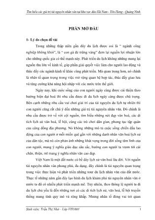 Khóa luận Tìm hiểu các giá trị tài nguyên nhân văn tại khu vực đảo Hà Nam-Yên Hưng-Quảng Ninh