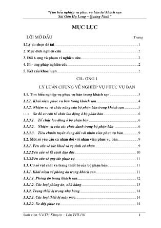 Khóa luận Tìm hiểu nghiệp vụ phục vụ bàn tại khách sạn Sài Gòn Hạ Long-Quảng Ninh - Vũ Thị Khuyên