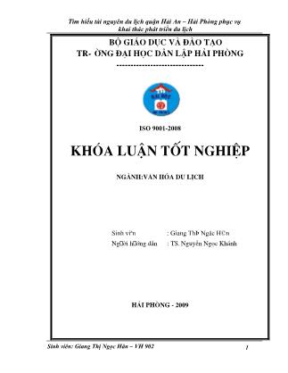 Khóa luận Tìm hiểu tài nguyên du lịch quận Hải An-Hải Phòng phục vụ khai thác phát triển du lịch