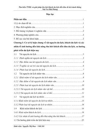 Khóa luận Tìm hiểu TNDL và giải pháp thu hút khách du lịch đến khu di tích danh thắng Núi Voi Hải Phòng