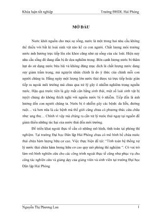 Khóa luận Tính toán hệ thống xử lý nước thải chứa hàm lượng hữu cơ cao quy mô phòng thí nghiệm