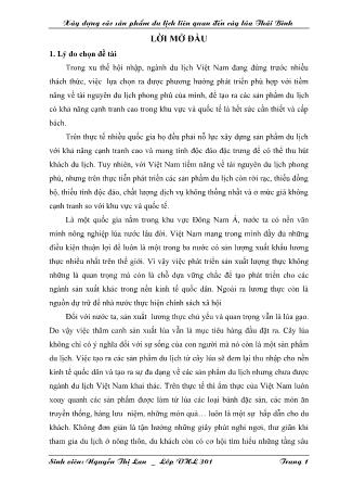 Khóa luận Xây dựng các sản phẩm du lịch liên quan đến cây lúa Thái Bình - Nguyễn Thị Lan