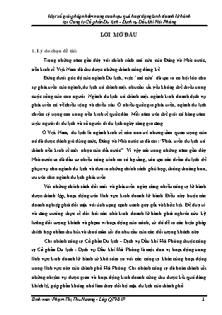 Luận văn Một số giải pháp nhằm nâng cao hiệu quả hoạt động kinh doanh lữ hành tại Công ty Cổ phần Du lịch-Dịch vụ Dầu khí Hải Phòng