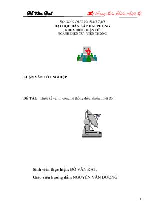 Luận văn Thiết kế và thi công hệ thống điều khiển nhiệt độ - Đỗ Văn Đạt