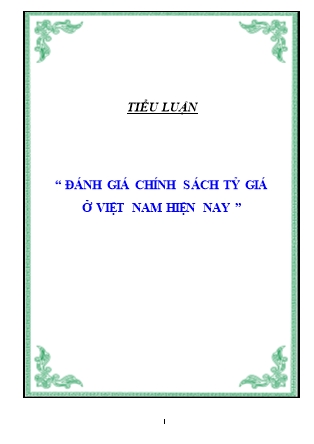 Tiểu luận Đánh giá chính sách tỷ giá ở Việt Nam hiện nay