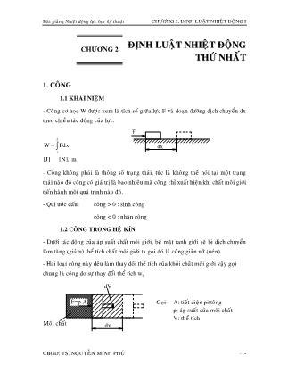 Bài giảng Nhiệt động lực học kĩ thuật - Chương 2: Định luật nhiệt động 1