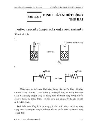 Bài giảng Nhiệt động lực học kĩ thuật - Chương 4: Định luật nhiệt động thứ hai