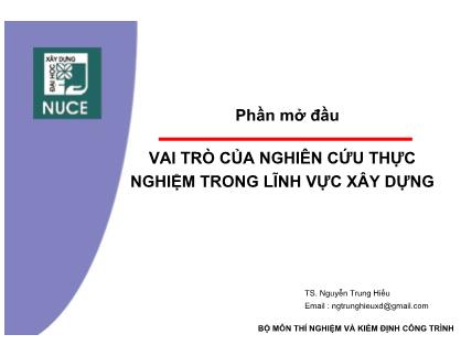 Bài giảng Thí nghiệm và kiểm định công trình - Nguyễn Trung Hiếu