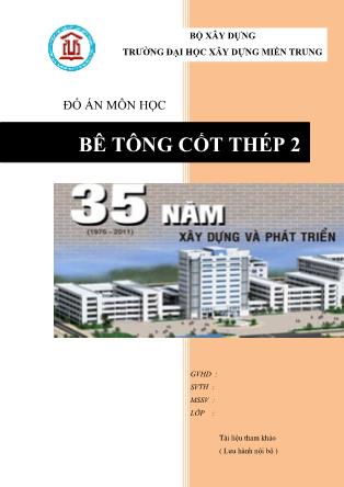 Đồ án Bê tông cốt thép 2 (Chuẩn kiến thức)