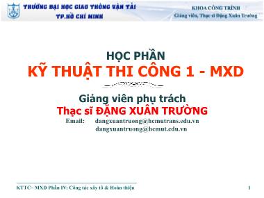 Giáo trình Kỹ thuật Thi công 1 - Phần 4: Công tắc xây tô và Hoàn thiện - Đặng Xuân Trường