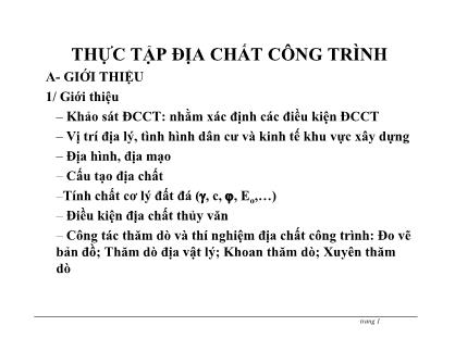 Giáo trình Thực tập địa chất công trình (Bản đẹp)