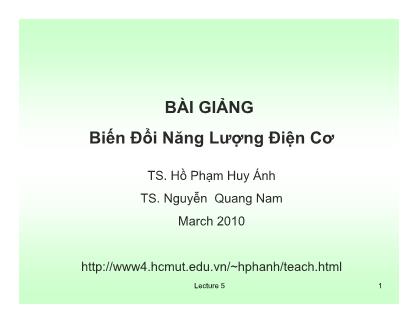 Bài giảng Biến đổi năng lượng - Chương 5 - Hồ Huy Ánh (Tiếp theo)
