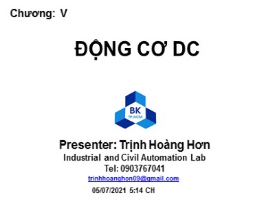 Bài giảng Động cơ DC - Trịnh Hoàng Hơn