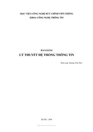 Bài giảng Lý thuyết hệ thống thông tin - Dương Trần Đức