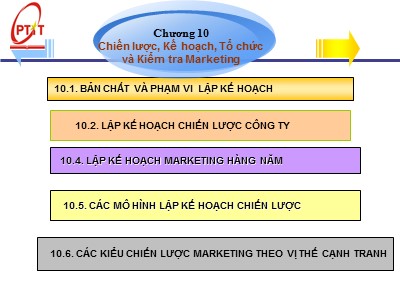 Bài giảng Marketing căn bản - Chương 10: Chiến lược, Kế hoạch, Tổ chức và Kiểm tra Marketing - Phạm Thị Minh Lan