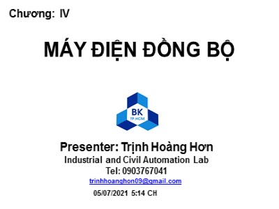 Bài giảng Máy điện đồng bộ - Trịnh Hoàng Hơn