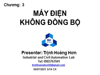 Bài giảng Máy điện không đồng bộ - Trịnh Hoàng Hơn