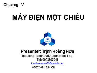 Bài giảng Máy điện một chiều - Trịnh Hoàng Hơn