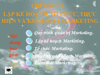 Bài giảng môn học Marketing căn bản - Chương 10: Lập kế hoạch tổ chức, thực hiện và kiểm soát Marketing