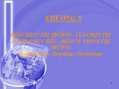 Bài giảng môn học Marketing căn bản - Chương 5: Phân khúc thị trường-Lựa chọn thị trường mục tiêu-Định vị trong thị trường