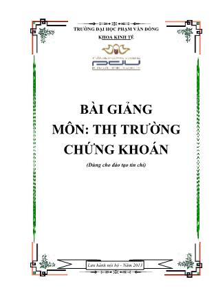 Bài giảng môn Thị trường chứng khoán