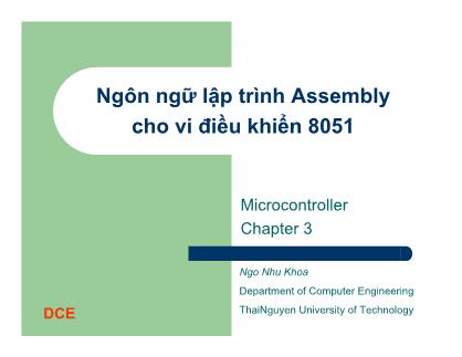 Bài giảng Ngôn ngữ lập trình Assembly cho vi điều khiển 8051 - Ngô Như Khoa