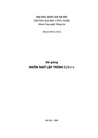 Bài giảng ngôn ngữ lập trình C/C++