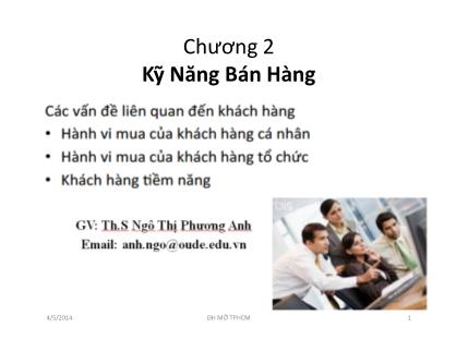 Bài giảng Quản trị bán hàng - Chương 2: Kỹ năng bán hàng - Ngô Thị Phương Anh