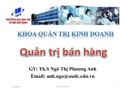 Bài giảng Quản trị bán hàng - Ngô Thị Phương Anh
