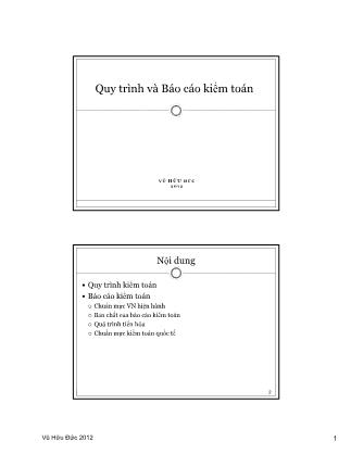 Bài giảng Quy trình và Báo cáo kiểm toán
