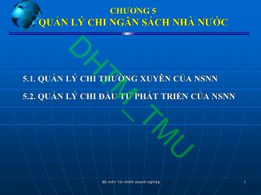 Bài giảng Tài chính Công - Chương 5: Quản lý chi ngân sách nhà nước