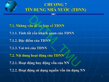 Bài giảng Tài chính Công - Chương 7: Tín dụng nhà nước