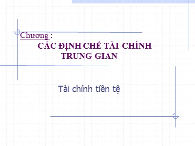 Bài giảng Tài chính Công - Chương 8: Các định chế tài chính trung gian