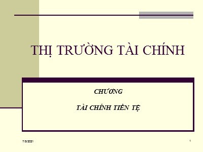 Bài giảng Tài chính Công - Chương 9: Thị trường tài chính