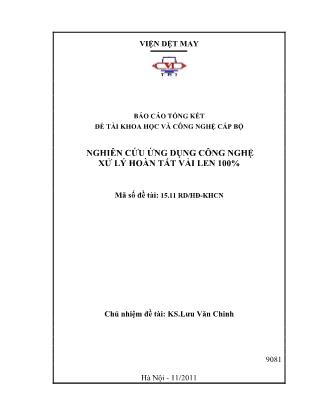 Báo cáo Nghiên cứu ứng dụng công nghệ xử lý hoàn tất vải len 100%