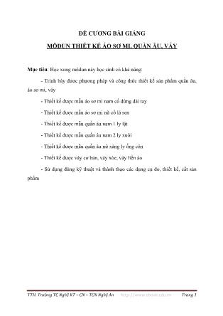 Đề cương bài giảng môđun thiết kế áo sơ mi, quần âu, váy