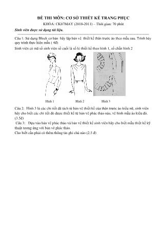 Đề thi cơ sở thiết kế trang phục - Học kì I (Bản đẹp)