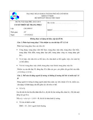 Đề thi cơ sở thiết kế trang phục